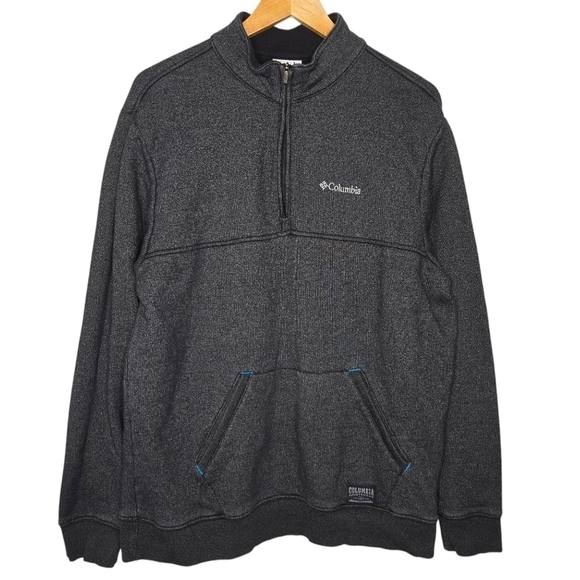 Columbia Sportswear Men's Heather Black Quarter Zip Fleece Sweater Size Large - Picture 1 of 11